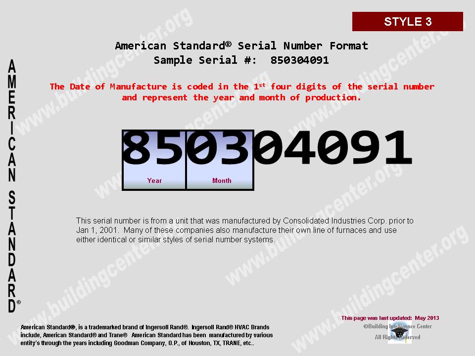 carrier serial number chart